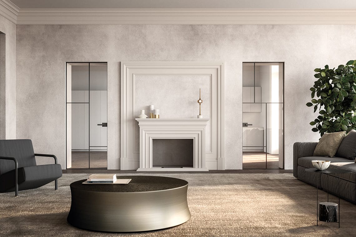 Porta interna in vetro trasparente